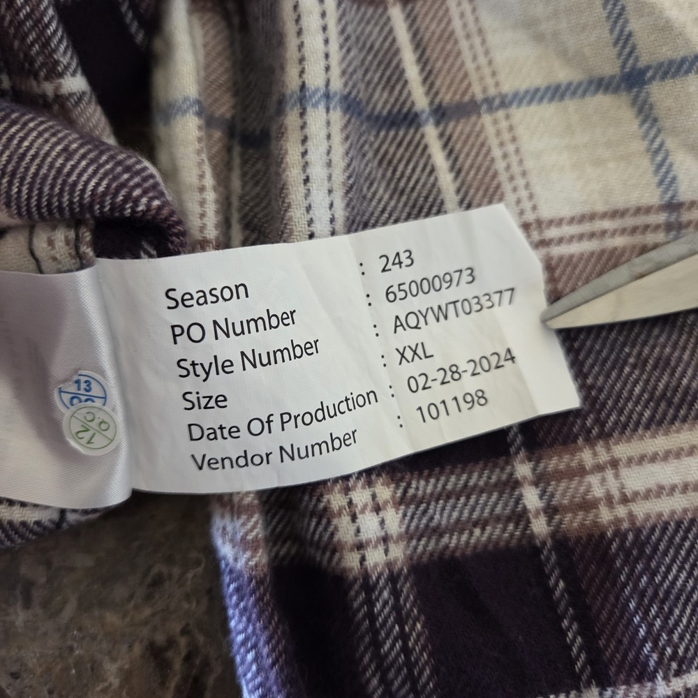 Quicksilver Shirt Mens XXL Purple Plaid Flannel 100% cotton Soft NWT casual - Picture 13 of 13